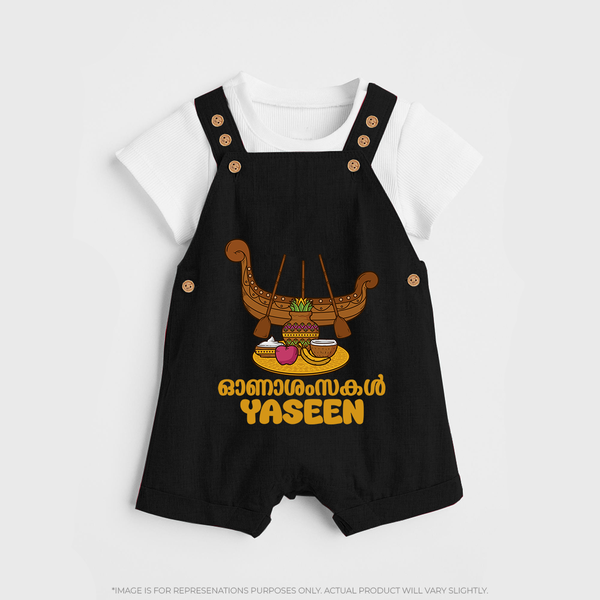 Kerala Snake Boat Festival Dungaree - BLACK - 0 - 5 Months Old (Chest 18")