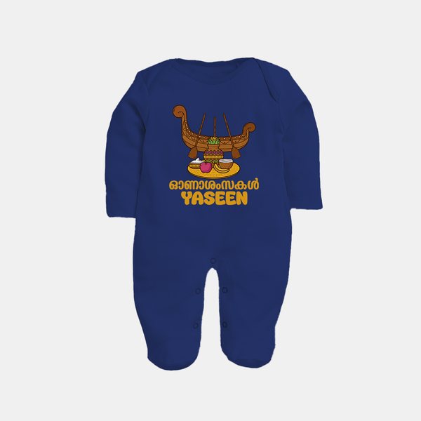 Kerala Snake Boat Festival Full Body Suit - NAVY BLUE - New Born (Chest 7.5")