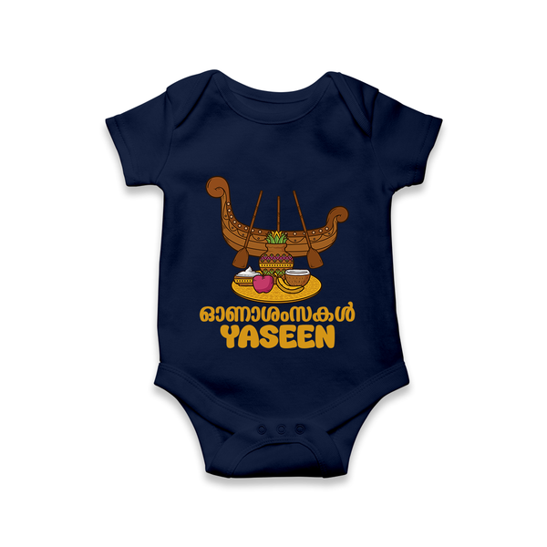 Kerala Snake Boat Festival Romper - NAVY BLUE - New Born (Chest 14")