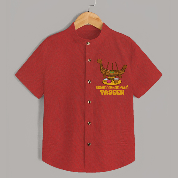 Kerala Snake Boat Festival Shirt - RED - 0 - 6 Months Old (Chest 23")