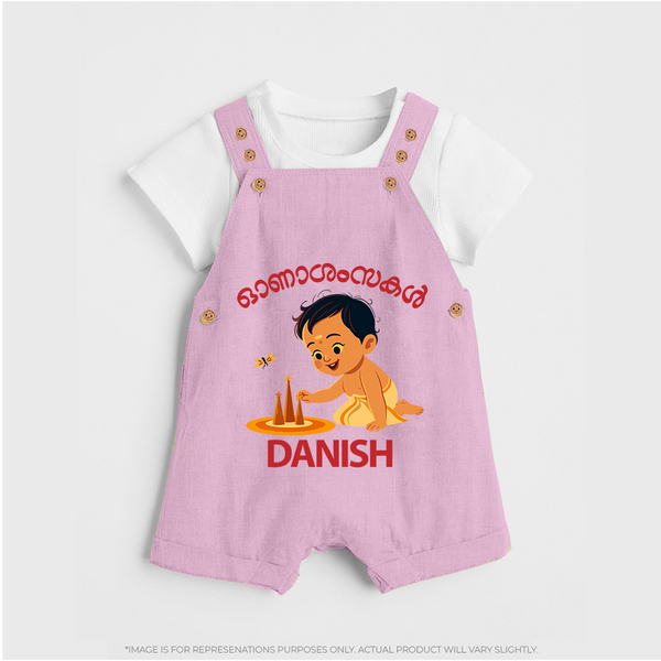 Little Pookalam Celebration Dungaree - BABY PINK - 0 - 5 Months Old (Chest 18")
