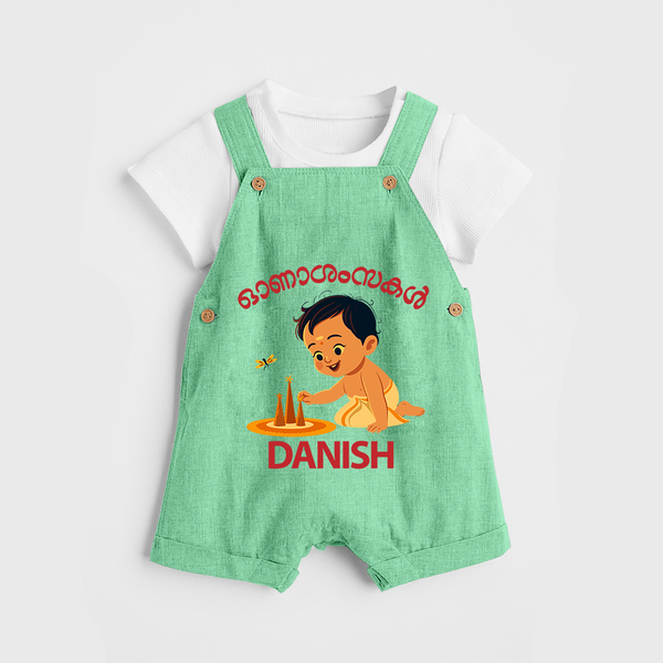 Little Pookalam Celebration Dungaree - GREEN - 0 - 5 Months Old (Chest 18")