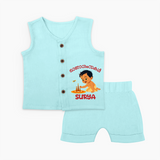 Onam Wishes - Little One's First Onam Jabla Set | Personalized Baby Jabla Set for the Onam Festival - BABY BLUE - 0 - 3 Months Old (Chest 9.8")