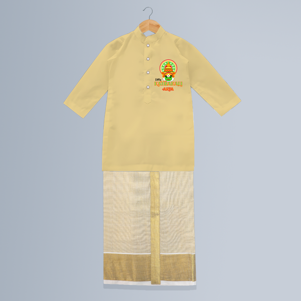 Little Kathakali - Customised Kurta And Mundu for kids - YELLOW - 0-6 Month Old (Chest 24", Kurta Length 14", Dhoti Length 14")