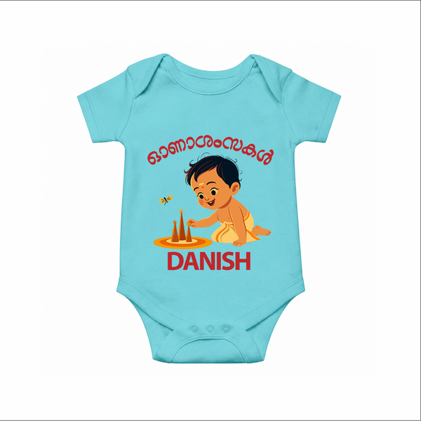 Little Pookalam Celebration Romper - ARCTIC BLUE - New Born (Chest 14")