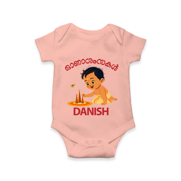 Little Pookalam Celebration Romper - PEACH - New Born (Chest 14")