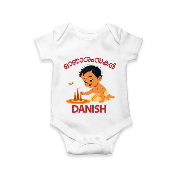Little Pookalam Celebration Romper - WHITE - New Born (Chest 14")