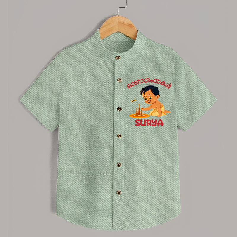Onam Wishes - Little One's First Onam Shirt | Personalized Baby Shirt for the Onam Festival - MINT GREEN - 0 - 6 Months Old (Chest 23")