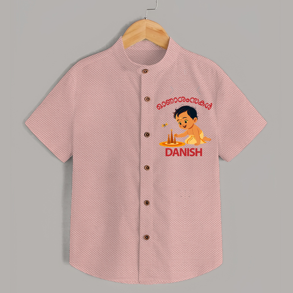 Little Pookalam Celebration Shirt - PEACH - 0 - 6 Months Old (Chest 23")