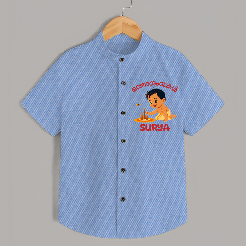 Onam Wishes - Little One's First Onam Shirt | Personalized Baby Shirt for the Onam Festival - SKY BLUE - 0 - 6 Months Old (Chest 23")
