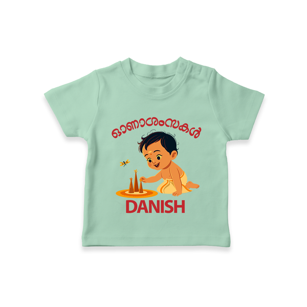 Little Pookalam Celebration T Shirt - MINT GREEN - 0-5 Months Old (Chest 17")