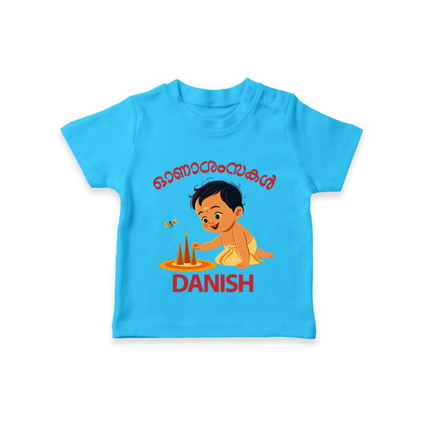Little Pookalam Celebration T Shirt - SKY BLUE - 0-5 Months Old (Chest 17")