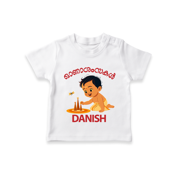 Little Pookalam Celebration T Shirt - WHITE - 0-5 Months Old (Chest 17")