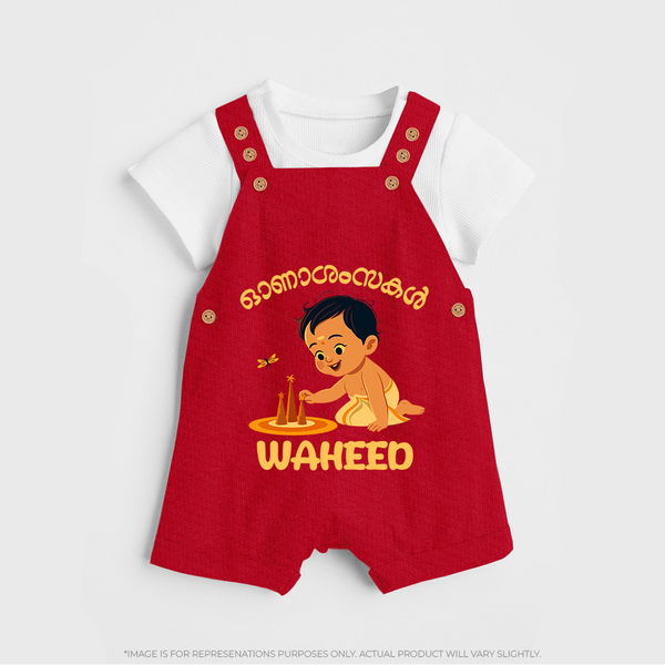 Little Pookalam Celebration Dungaree - RED - 0 - 5 Months Old (Chest 18")