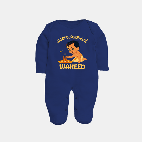 Little Pookalam Celebration Full Body Suit - NAVY BLUE - New Born (Chest 7.5")