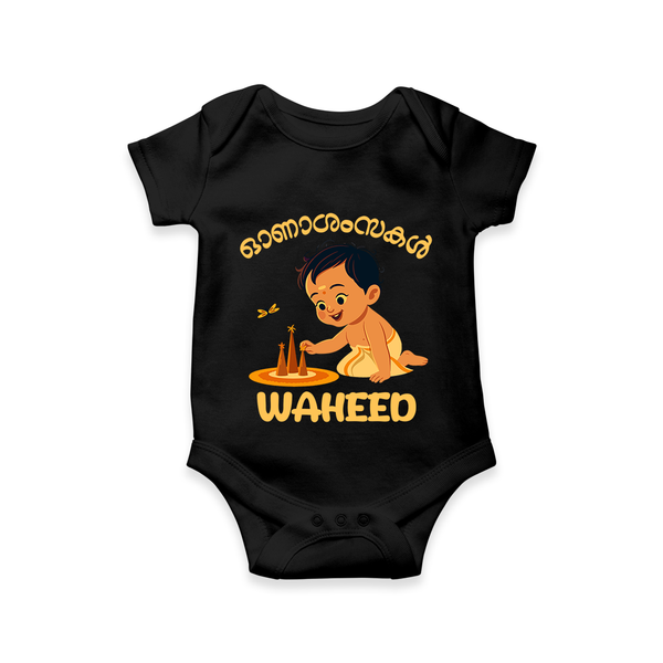 Little Pookalam Celebration Romper - BLACK - New Born (Chest 14")