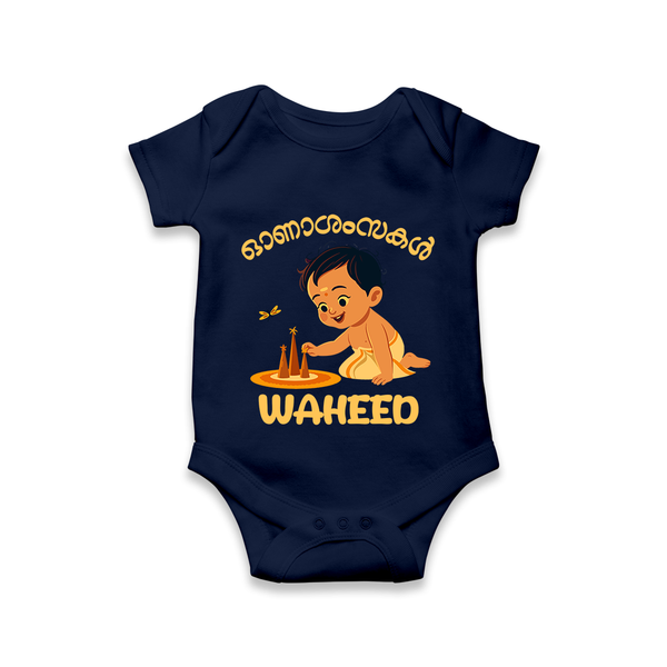 Little Pookalam Celebration Romper - NAVY BLUE - New Born (Chest 14")
