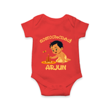 Onam Wishes - Little One's First Onam Romper / Onesie | Personalized Baby Romper / Onesie for the Onam Festival - RED - New Born (Chest 14")