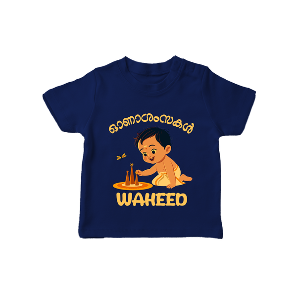 Little Pookalam Celebration T Shirt - NAVY BLUE - 0-5 Months Old (Chest 17")