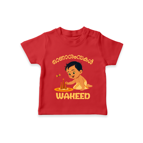 Little Pookalam Celebration T Shirt - RED - 0-5 Months Old (Chest 17")