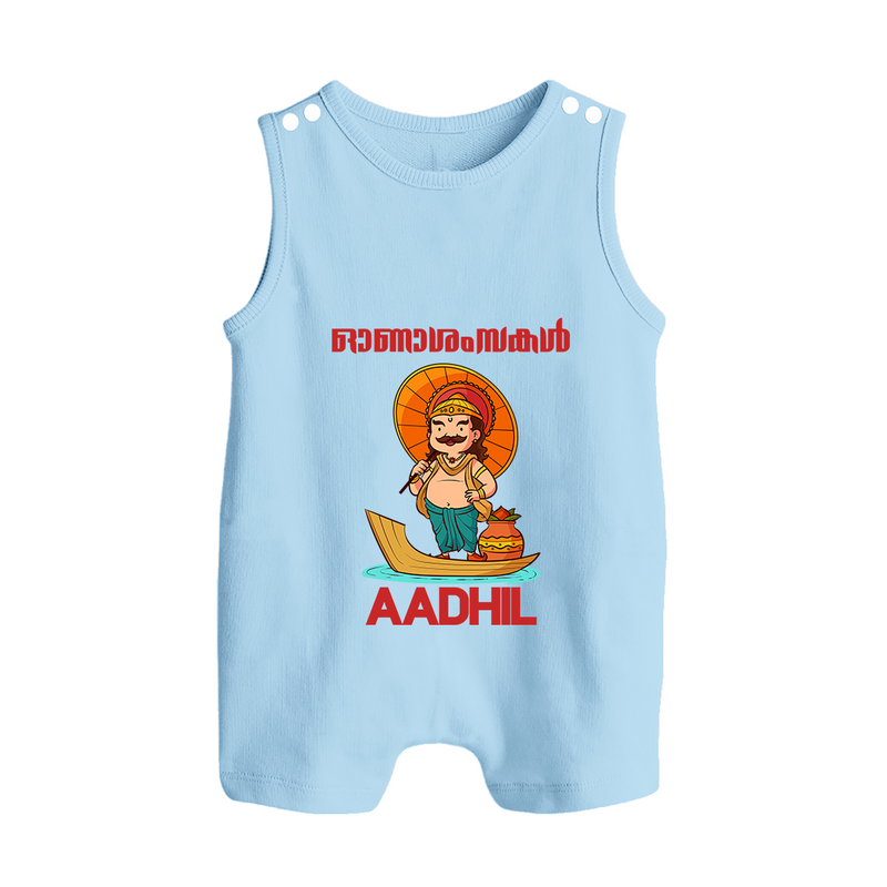 Onam Wishes Special Edition Romper Suit | Custom Baby Romper Suit for Onam - BABY BLUE - 0 - 5 Months Old (Chest 18")