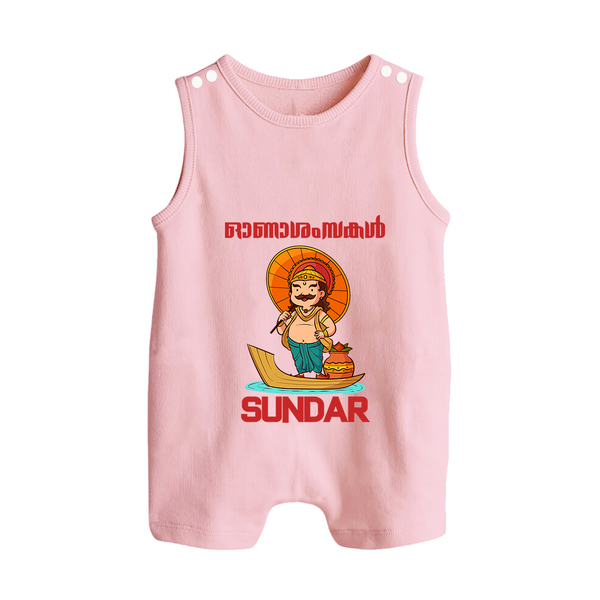 King Mahabali Welcome Button Romper - BABY PINK - New Born (Chest 18")