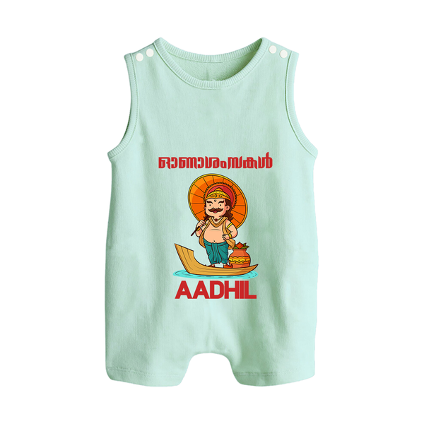 Onam Wishes Special Edition Romper Suit | Custom Baby Romper Suit for Onam - MINT GREEN - 0 - 5 Months Old (Chest 18")