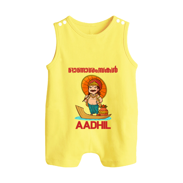 Onam Wishes Special Edition Romper Suit | Custom Baby Romper Suit for Onam - PASTEL YELLOW - 0 - 5 Months Old (Chest 18")