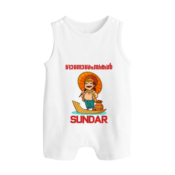 King Mahabali Welcome Button Romper - WHITE - New Born (Chest 18")