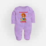 Onam Wishes Special Edition Sleep Suit | Custom Baby Sleep Suit for Onam - LILAC - New Born (Chest 7.5")
