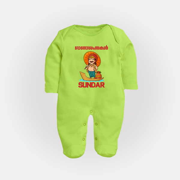 King Mahabali Welcome Full Body Suit - LIME GREEN - New Born (Chest 7.5")