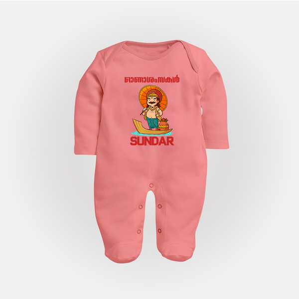King Mahabali Welcome Full Body Suit - PEACH - New Born (Chest 7.5")