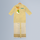 Kathakali Vibes - Customized Kurta And Mundu For Kids - YELLOW - 0-6 Month Old (Chest 24", Kurta Length 14", Dhoti Length 14")