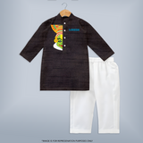 Kathakali Vibes - Customized Kurta Set For Kids - COFFEE - 3-6 Month Old (Chest 24", Kurta Length 14'', Waist 19", Pant Length 14")