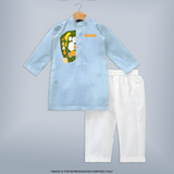 Kathakali Vibes - Customized Kurta Set For Kids - SKY BLUE - 3-6 Month Old (Chest 24", Kurta Length 14'', Waist 19", Pant Length 14")