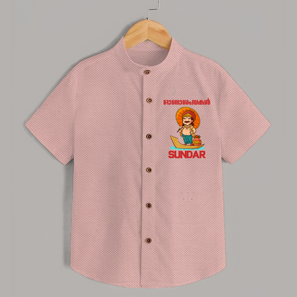 King Mahabali Welcome Shirt - PEACH - 0 - 6 Months Old (Chest 23")