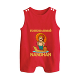 Onam Wishes Special Edition Romper Suit | Custom Baby Romper Suit for Onam - RED - 0 - 5 Months Old (Chest 18")