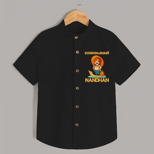 Onam Wishes Special Edition Shirt | Custom Baby Shirt for Onam - BLACK - 0 - 6 Months Old (Chest 23")