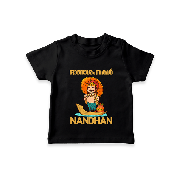 Onam Wishes Special Edition T-Shirt | Custom Baby T-Shirt for Onam - BLACK - 0-5 Months Old (Chest 17")