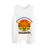 Kathakali Heritage Celebration Button Romper - WHITE - New Born (Chest 18")