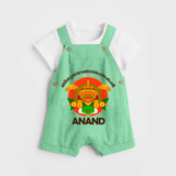 Thiruvonam Wishes Dungaree Set | Custom Baby Dungaree Set for Thiruvonam Celebration - GREEN - 0 - 5 Months Old (Chest 18")