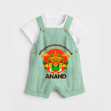 Thiruvonam Wishes Dungaree Set | Custom Baby Dungaree Set for Thiruvonam Celebration - MINT GREEN - 0 - 5 Months Old (Chest 18")