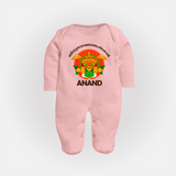 Thiruvonam Wishes Sleep Suit | Custom Baby Sleep Suit for Thiruvonam Celebration - BABY PINK - New Born (Chest 7.5")
