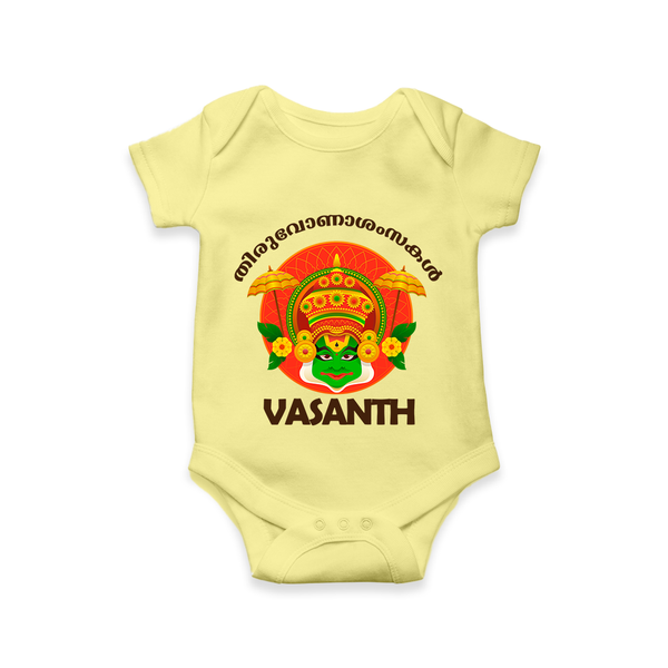Kathakali Heritage Celebration Romper - PASTEL YELLOW - New Born (Chest 14")