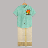 Kathakali Heritage Celebration Shirt and Dhoti - AQUA GREEN - 0 - 6 Months Old (Chest-23") (Dhoti length-14")