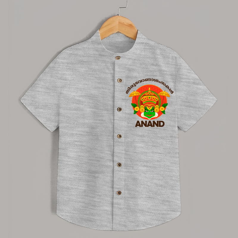 Thiruvonam Wishes Shirt | Custom Baby Shirt for Thiruvonam Celebration - GREY - 0 - 6 Months Old (Chest 23")
