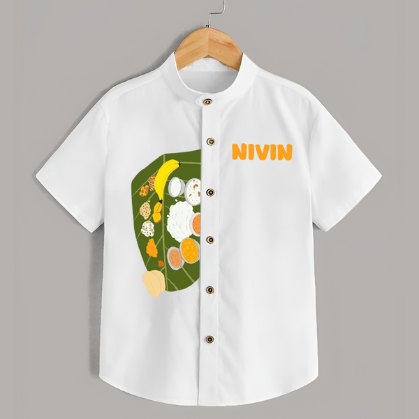 Celebrate Onam With Onam Sadhya - Customized Shirt For Kids - WHITE - 0-6 Month Old (Chest 23")