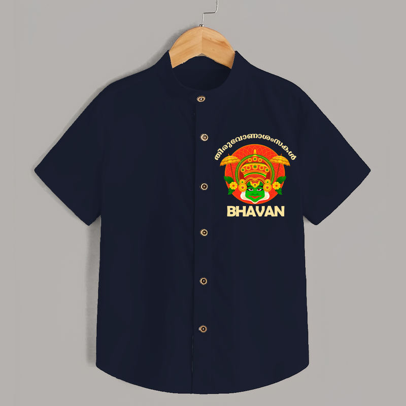 Thiruvonam Wishes Shirt | Custom Baby Shirt for Thiruvonam Celebration - NAVY BLUE - 0 - 6 Months Old (Chest 23")