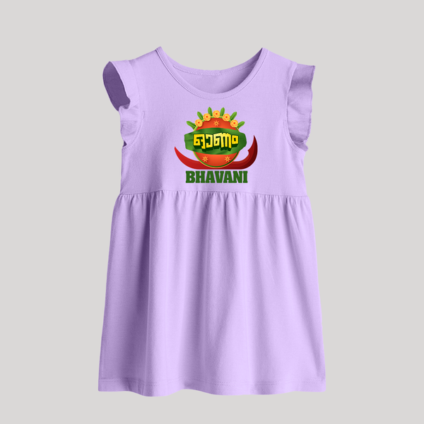 Traditional Onam Thiruvonam Emblem Baby Frock - LILAC - 0 - 3 Months Old (Chest 17")