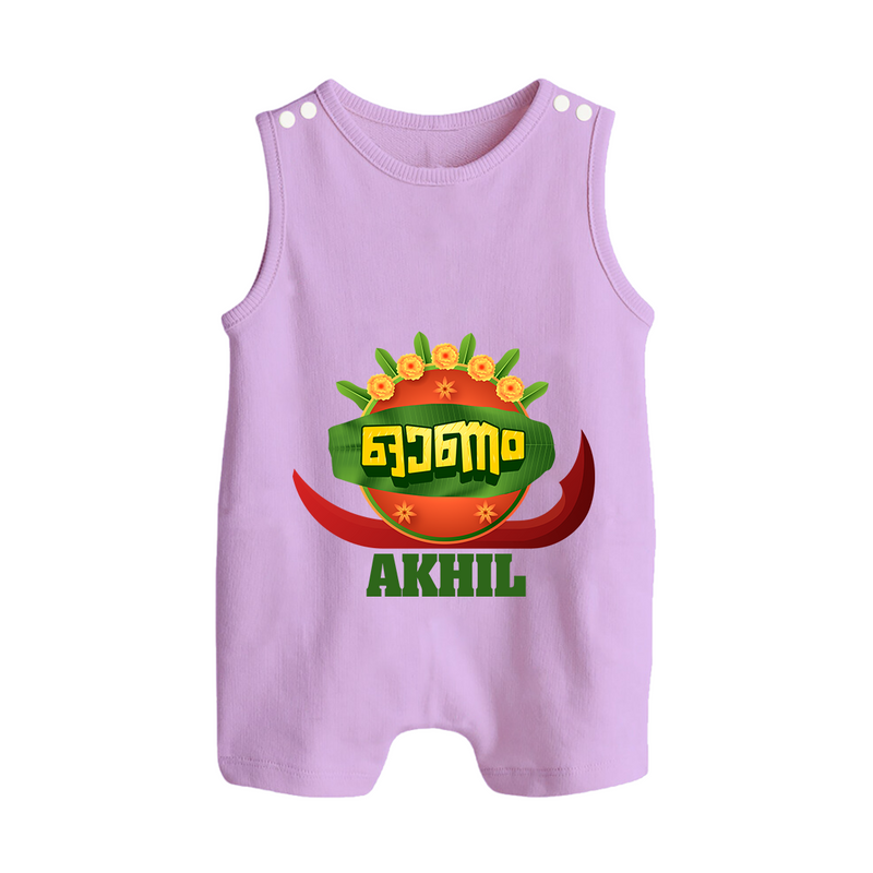 Happy Onam Wishes Romper Suit | Personalized Baby Romper Suit for Onam Festival - LILAC - 0 - 5 Months Old (Chest 18")